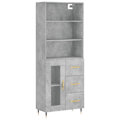 Hoge Kast 69,5X34X180 Cm Bewerkt Hout Betongrijs