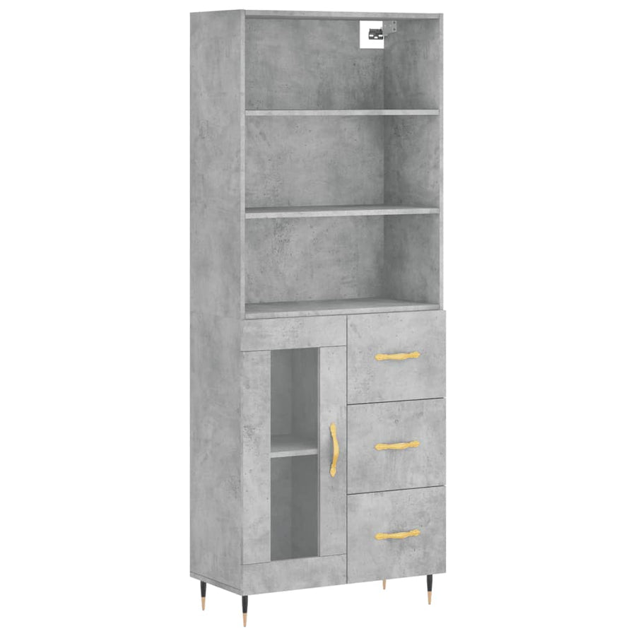 Hoge Kast 69,5X34X180 Cm Bewerkt Hout Betongrijs