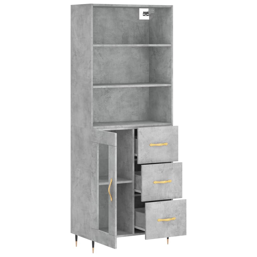 Hoge Kast 69,5X34X180 Cm Bewerkt Hout Betongrijs