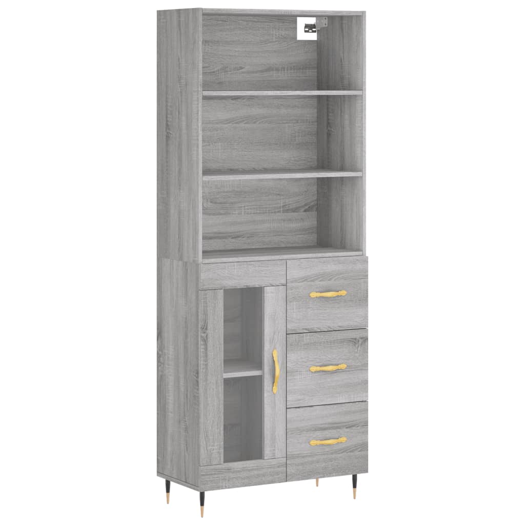 Hoge Kast 69,5X34X180 Cm Bewerkt Hout Grijs Sonoma Eikenkleurig