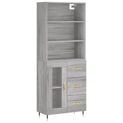 Hoge Kast 69,5X34X180 Cm Bewerkt Hout Grijs Sonoma Eikenkleurig