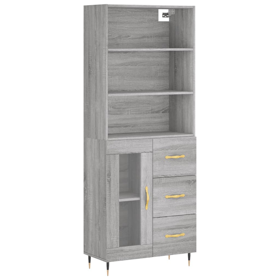 Hoge Kast 69,5X34X180 Cm Bewerkt Hout Grijs Sonoma Eikenkleurig