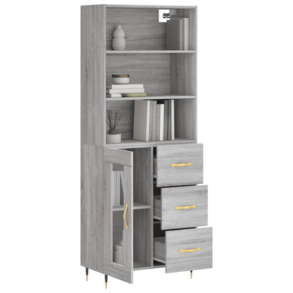Hoge Kast 69,5X34X180 Cm Bewerkt Hout Grijs Sonoma Eikenkleurig