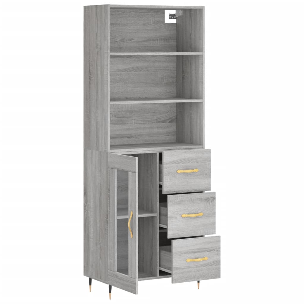 Hoge Kast 69,5X34X180 Cm Bewerkt Hout Grijs Sonoma Eikenkleurig