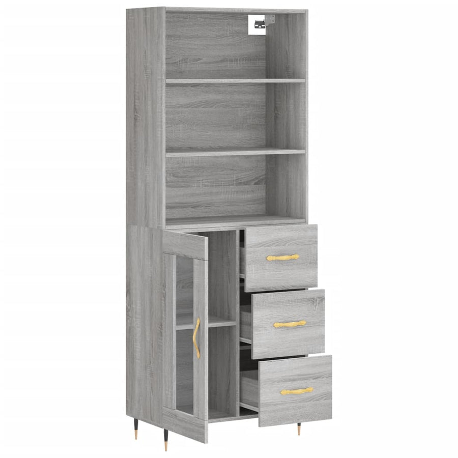 Hoge Kast 69,5X34X180 Cm Bewerkt Hout Grijs Sonoma Eikenkleurig