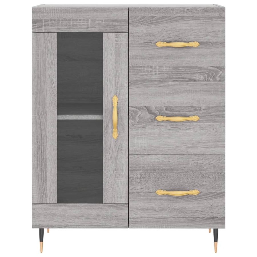 Hoge Kast 69,5X34X180 Cm Bewerkt Hout Grijs Sonoma Eikenkleurig