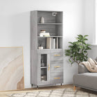 Hoge kast 69,5x34x180 cm bewerkt hout grijs
