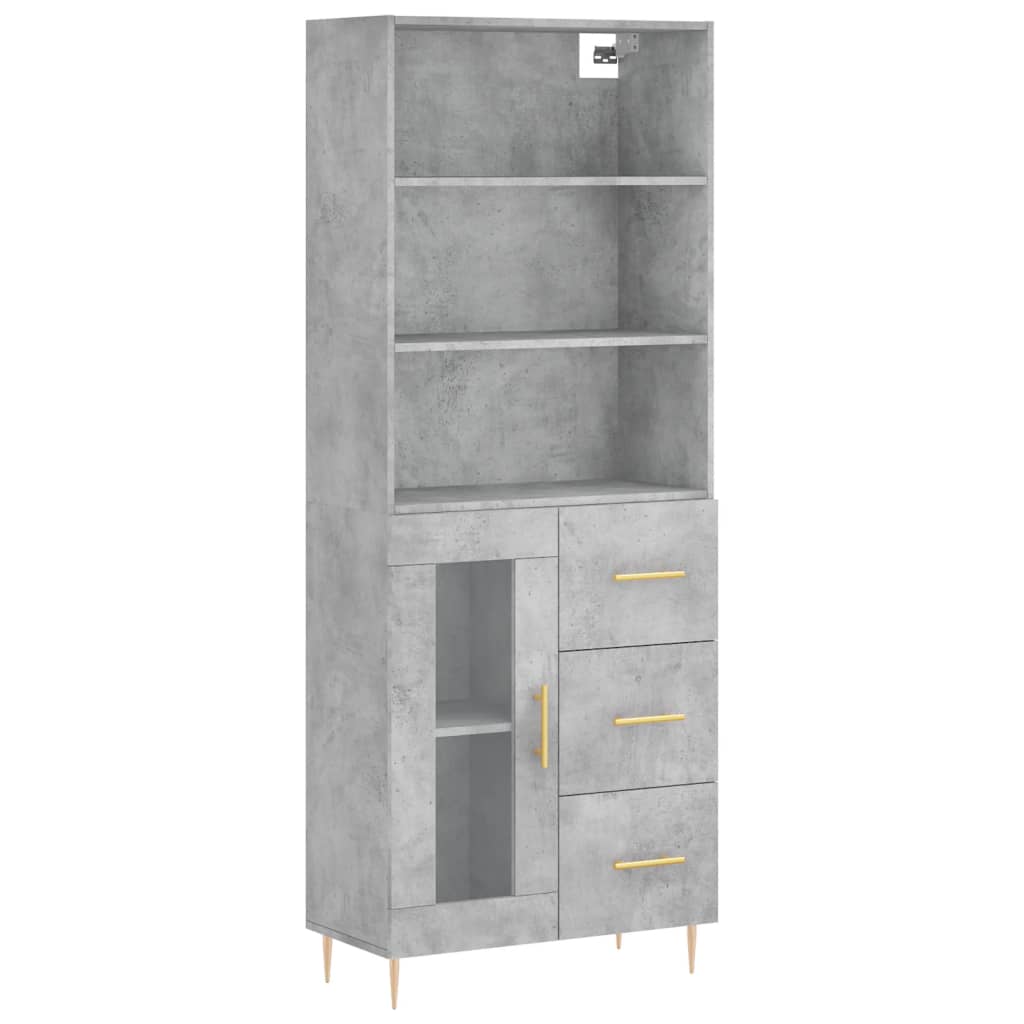 Hoge Kast 69,5X34X180 Cm Bewerkt Hout Betongrijs