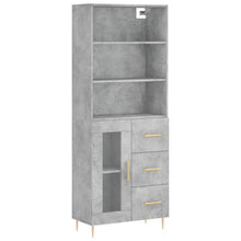 Hoge Kast 69,5X34X180 Cm Bewerkt Hout Betongrijs