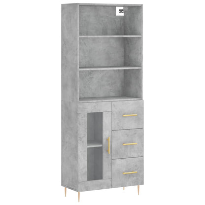 Hoge Kast 69,5X34X180 Cm Bewerkt Hout Betongrijs