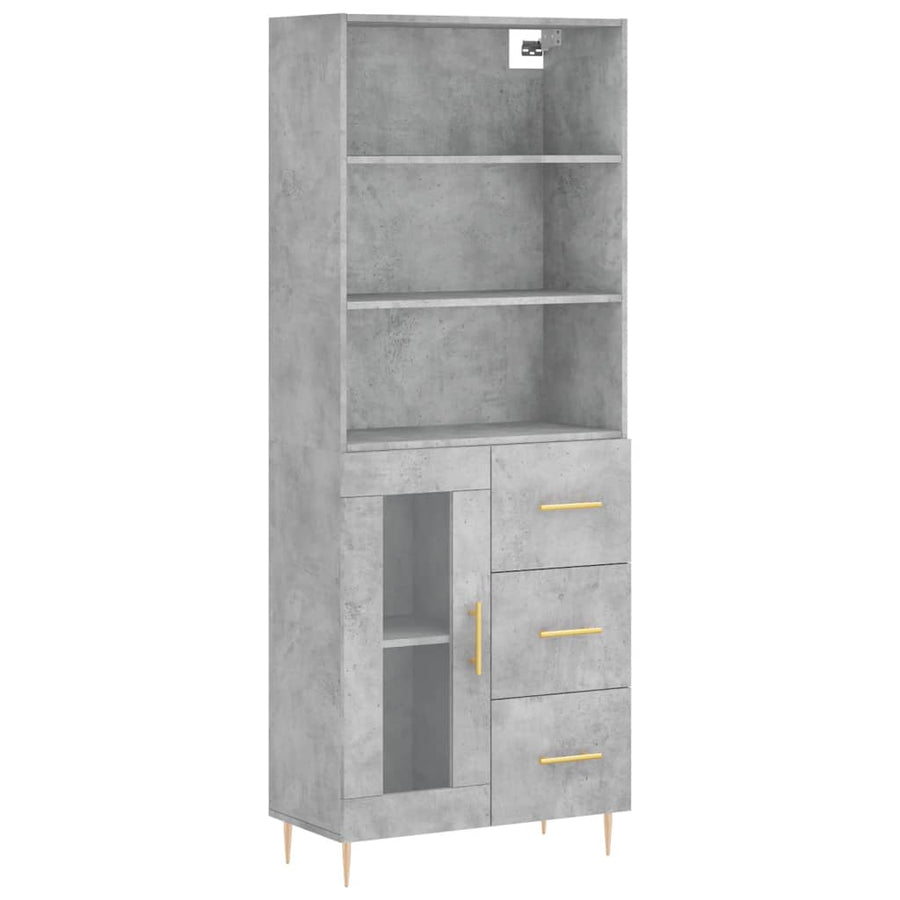 Hoge Kast 69,5X34X180 Cm Bewerkt Hout Betongrijs