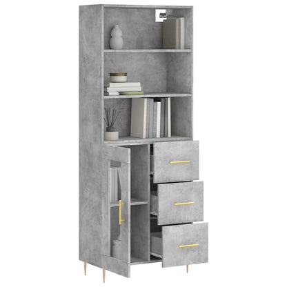 Hoge Kast 69,5X34X180 Cm Bewerkt Hout Betongrijs