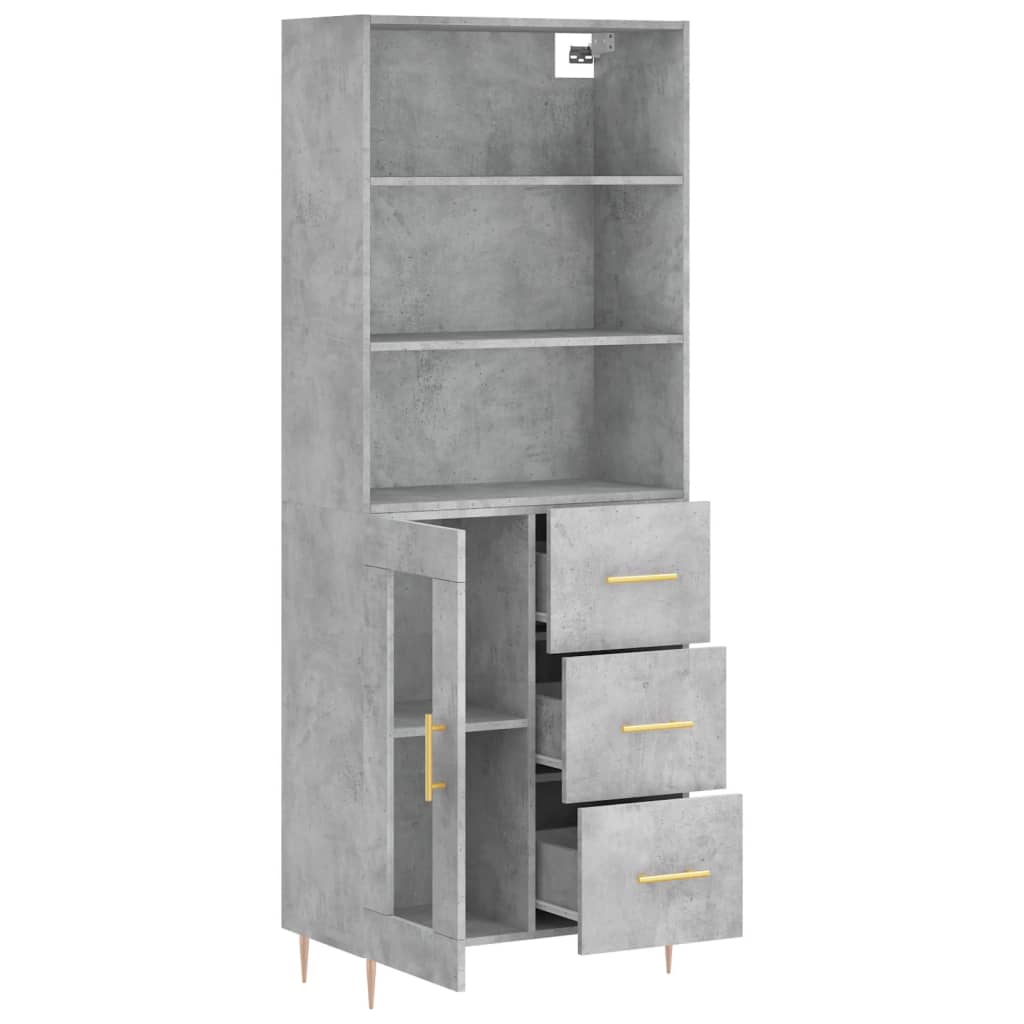 Hoge Kast 69,5X34X180 Cm Bewerkt Hout Betongrijs
