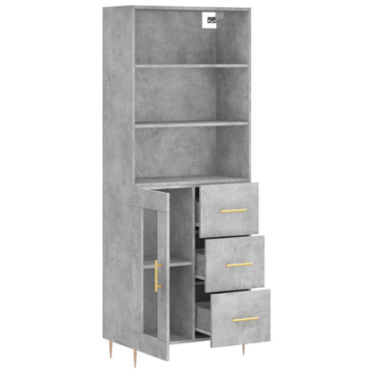 Hoge Kast 69,5X34X180 Cm Bewerkt Hout Betongrijs