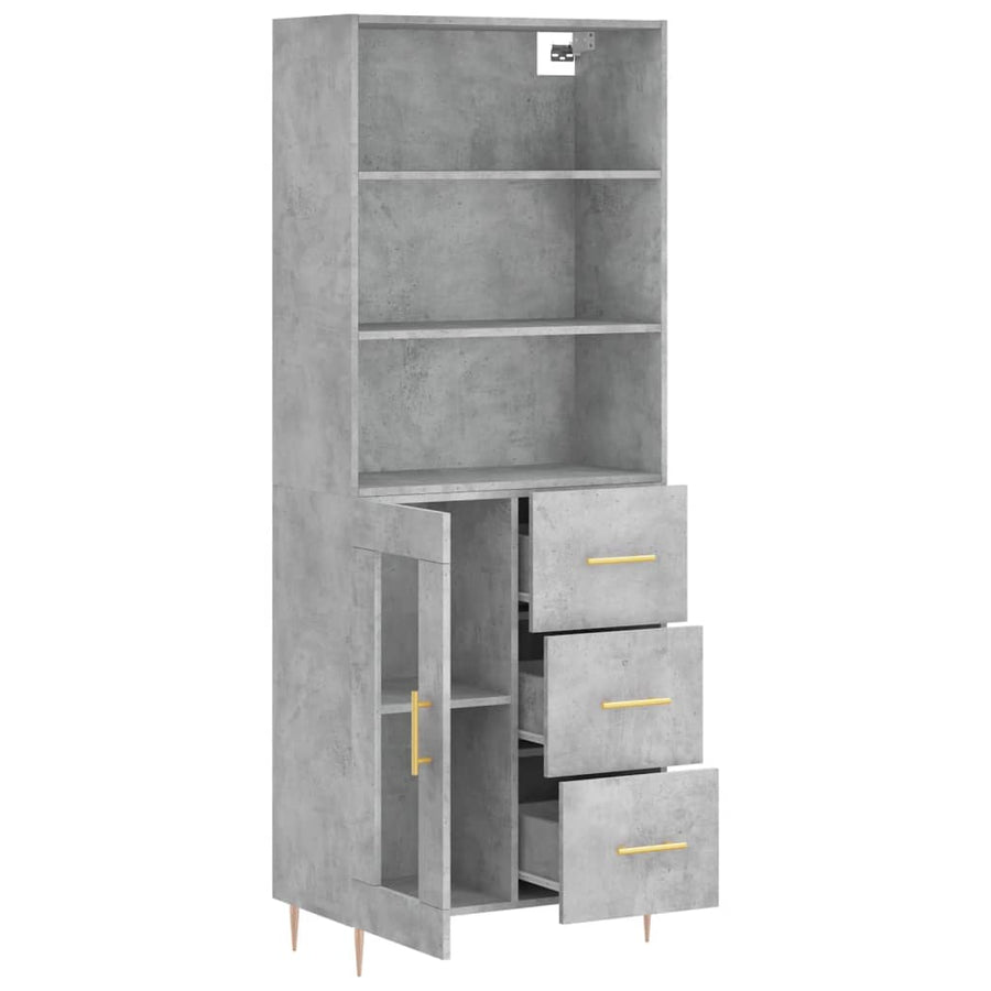 Hoge Kast 69,5X34X180 Cm Bewerkt Hout Betongrijs