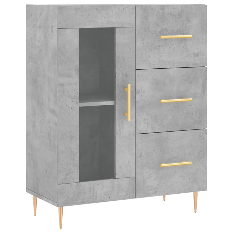 Hoge Kast 69,5X34X180 Cm Bewerkt Hout Betongrijs
