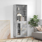 Hoge kast 69,5x34x180 cm bewerkt hout betongrijs