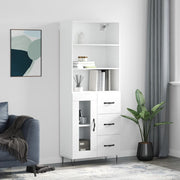 Hoge kast 69,5x34x180 cm wit bewerkt hout