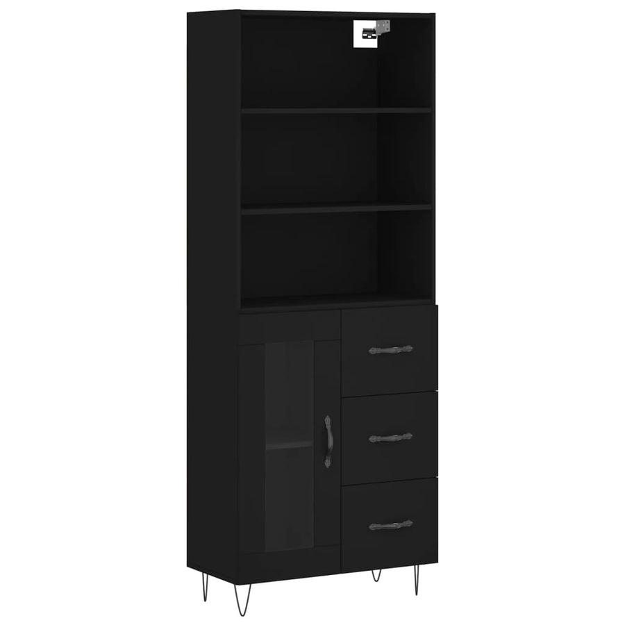Hoge Kast 69,5X34X180 Cm Bewerkt Hout Zwart