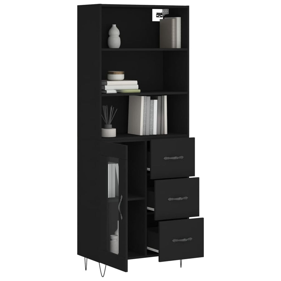 Hoge Kast 69,5X34X180 Cm Bewerkt Hout Zwart