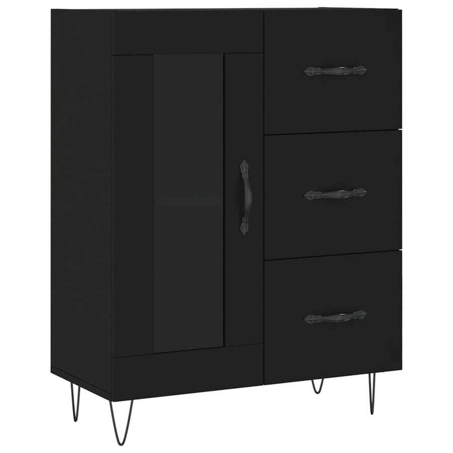 Hoge Kast 69,5X34X180 Cm Bewerkt Hout Zwart
