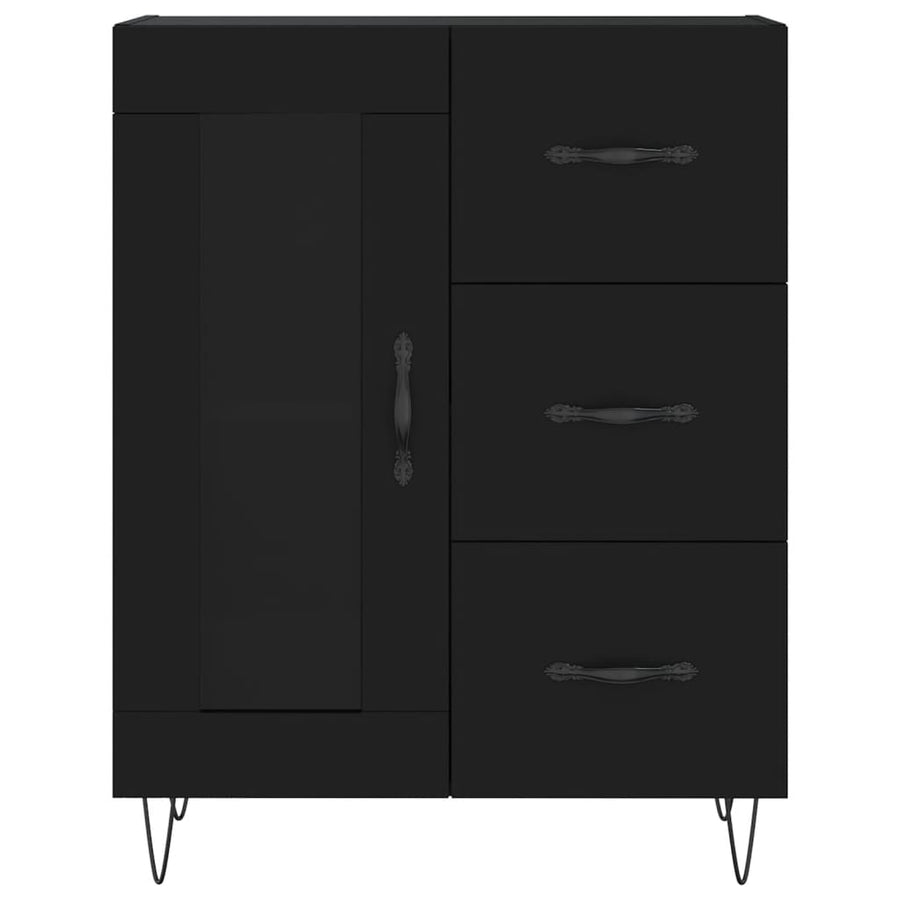 Hoge Kast 69,5X34X180 Cm Bewerkt Hout Zwart