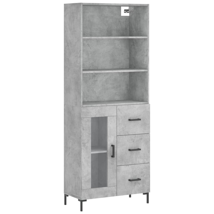 Hoge Kast 69,5X34X180 Cm Bewerkt Hout Betongrijs