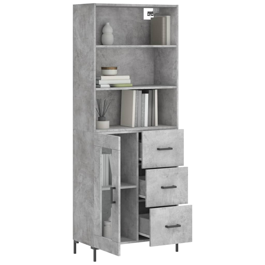 Hoge Kast 69,5X34X180 Cm Bewerkt Hout Betongrijs