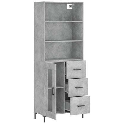Hoge Kast 69,5X34X180 Cm Bewerkt Hout Betongrijs