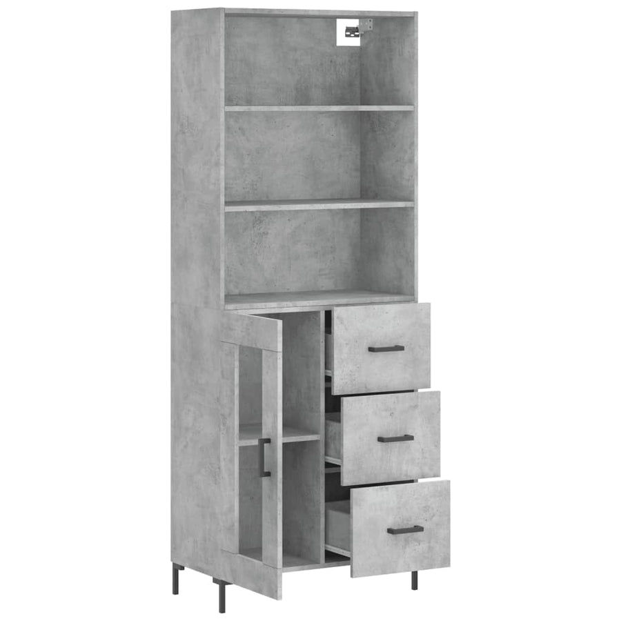Hoge Kast 69,5X34X180 Cm Bewerkt Hout Betongrijs