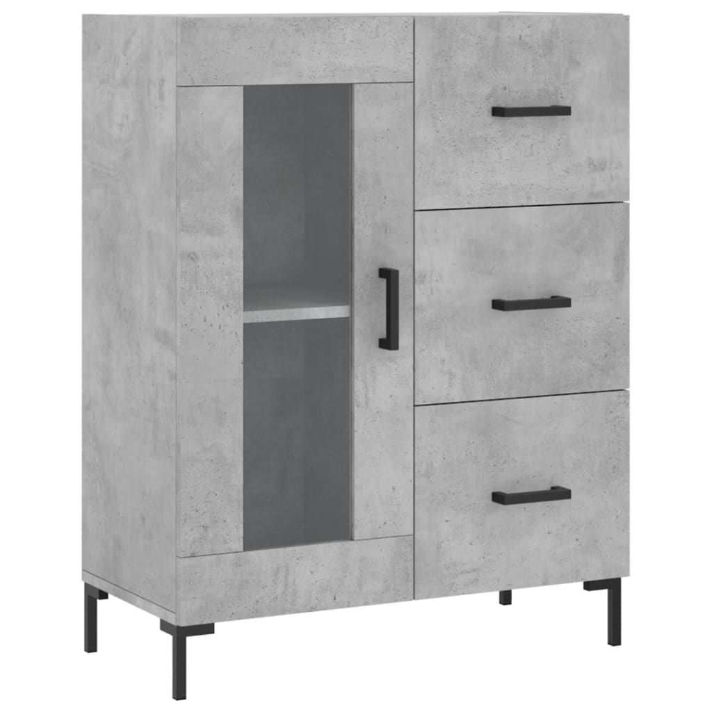 Hoge Kast 69,5X34X180 Cm Bewerkt Hout Betongrijs