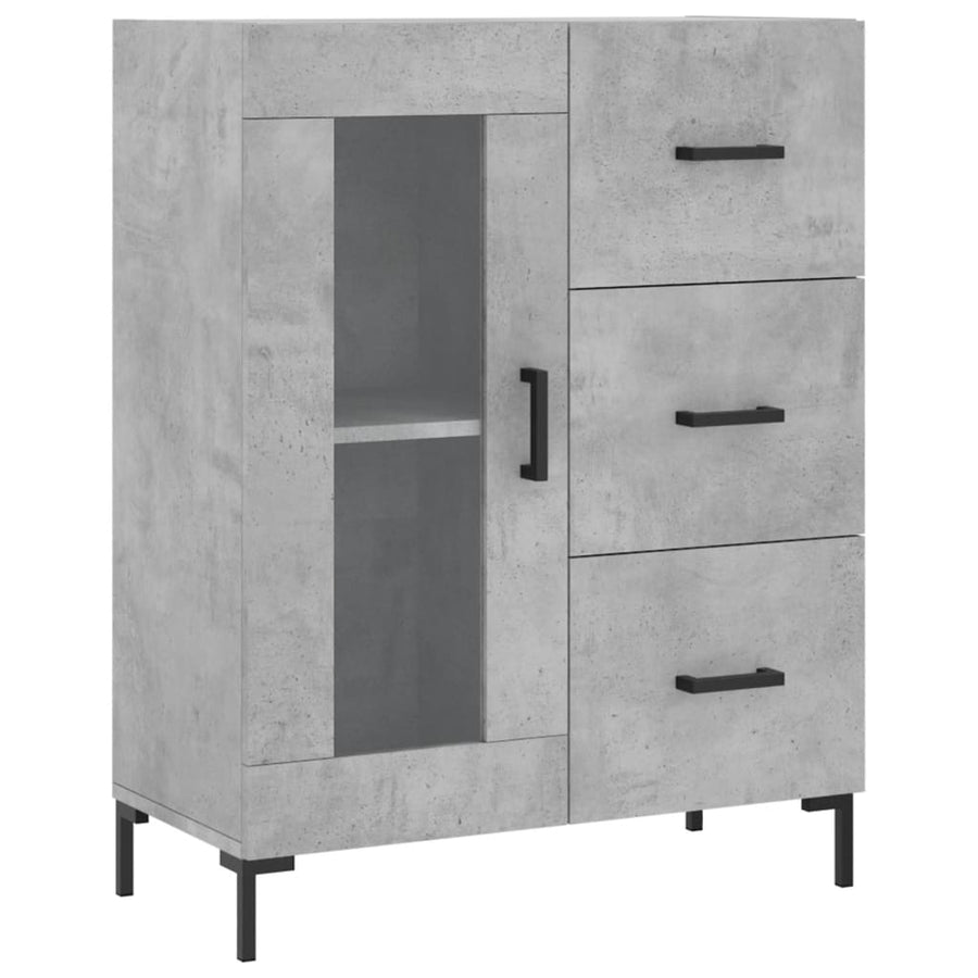 Hoge Kast 69,5X34X180 Cm Bewerkt Hout Betongrijs
