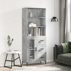 Hoge kast 69,5x34x180 cm bewerkt hout betongrijs