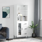 Hoge kast 69,5x34x180 cm bewerkt hout wit