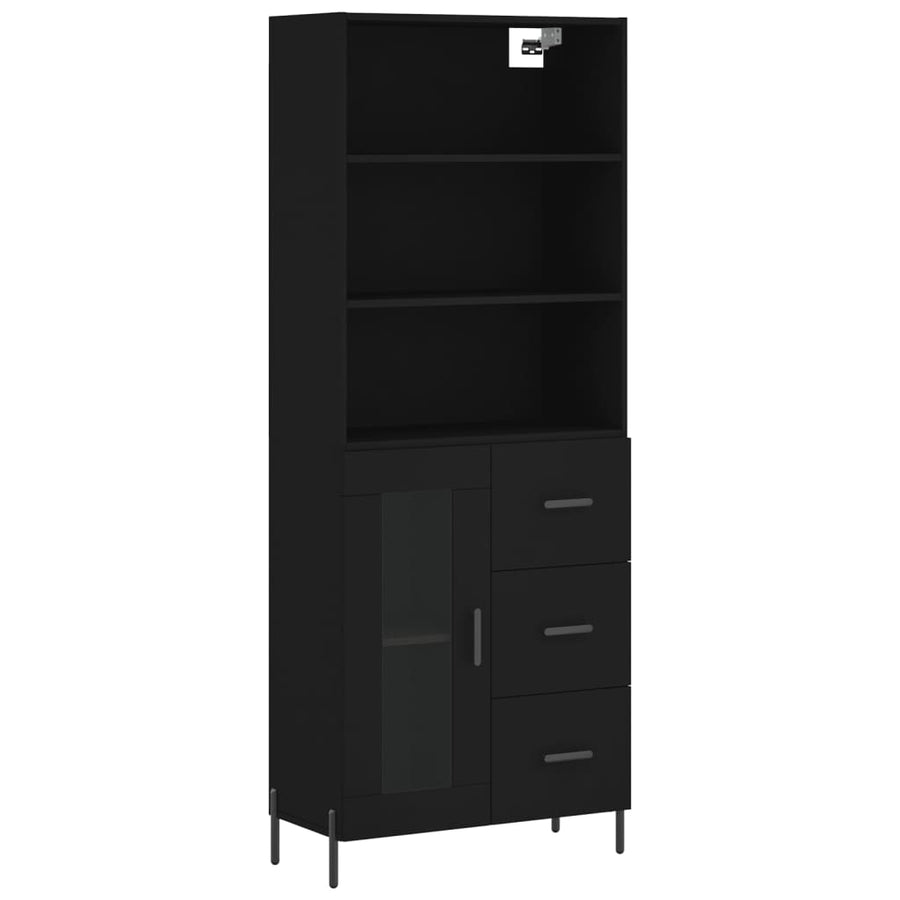 Hoge Kast 69,5X34X180 Cm Bewerkt Hout Zwart