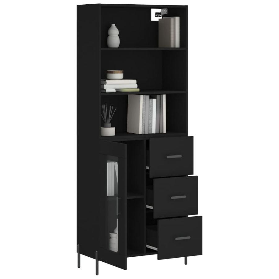 Hoge Kast 69,5X34X180 Cm Bewerkt Hout Zwart