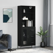 Hoge kast 69,5x34x180 cm bewerkt hout zwart