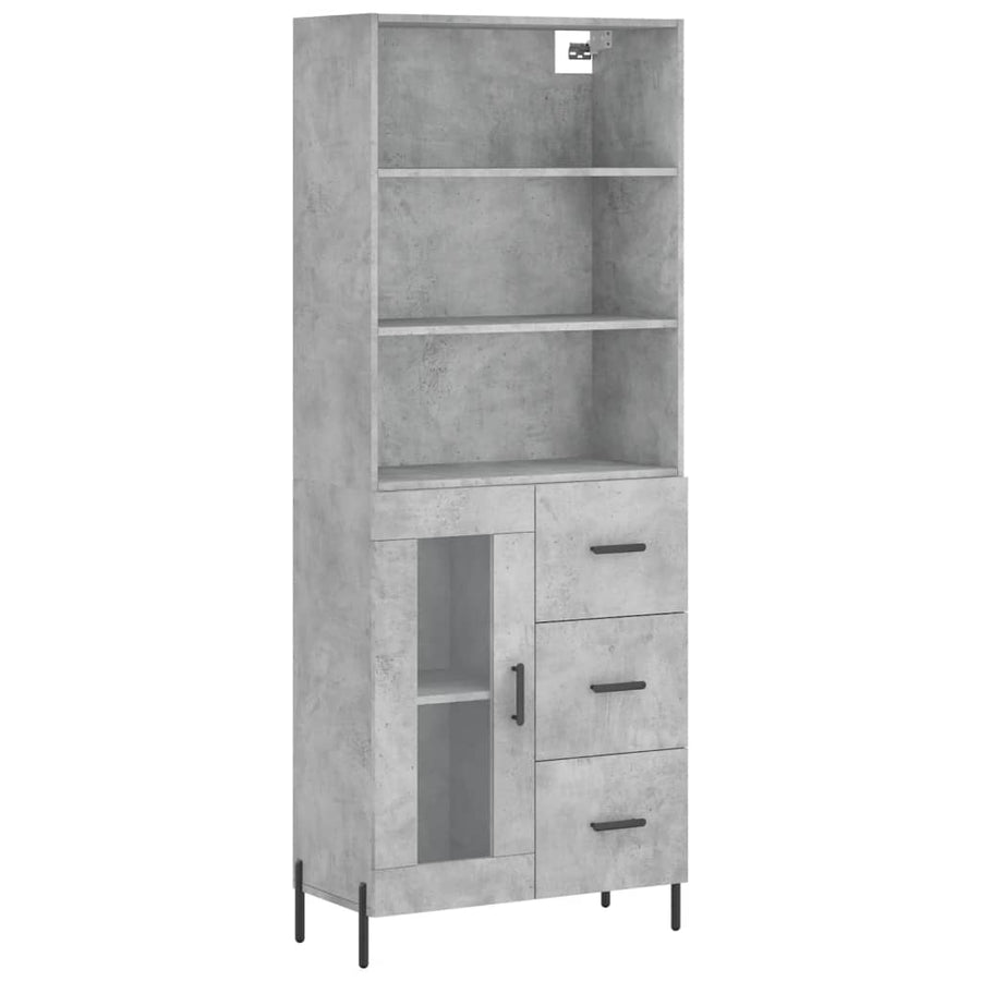 Hoge Kast 69,5X34X180 Cm Bewerkt Hout Betongrijs