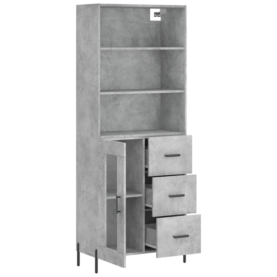 Hoge Kast 69,5X34X180 Cm Bewerkt Hout Betongrijs