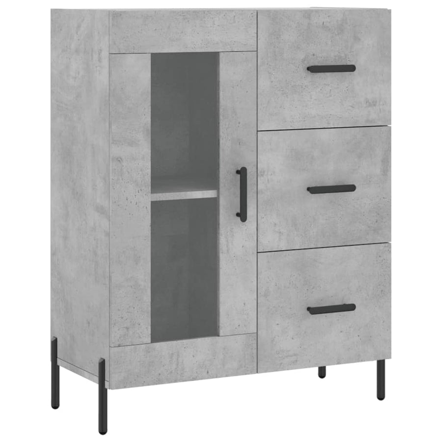 Hoge Kast 69,5X34X180 Cm Bewerkt Hout Betongrijs