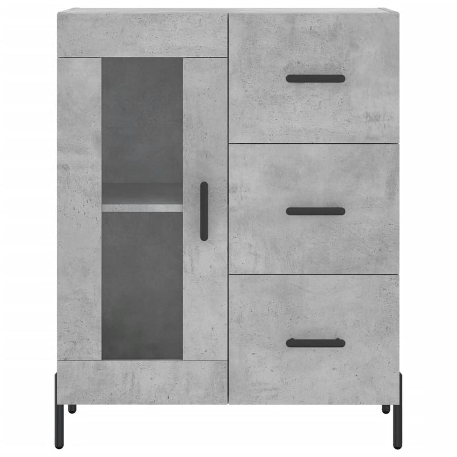 Hoge Kast 69,5X34X180 Cm Bewerkt Hout Betongrijs