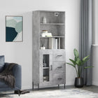 Hoge kast 69,5x34x180 cm bewerkt hout betongrijs