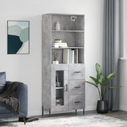 Hoge kast 69,5x34x180 cm bewerkt hout betongrijs