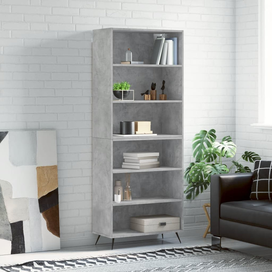 Hoge Kast 69,5X32,5X180 Cm Bewerkt Hout Betongrijs