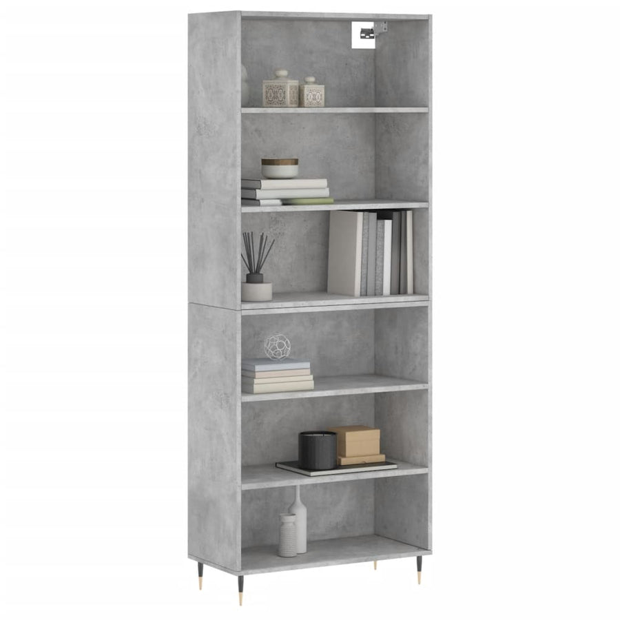 Hoge Kast 69,5X32,5X180 Cm Bewerkt Hout Betongrijs
