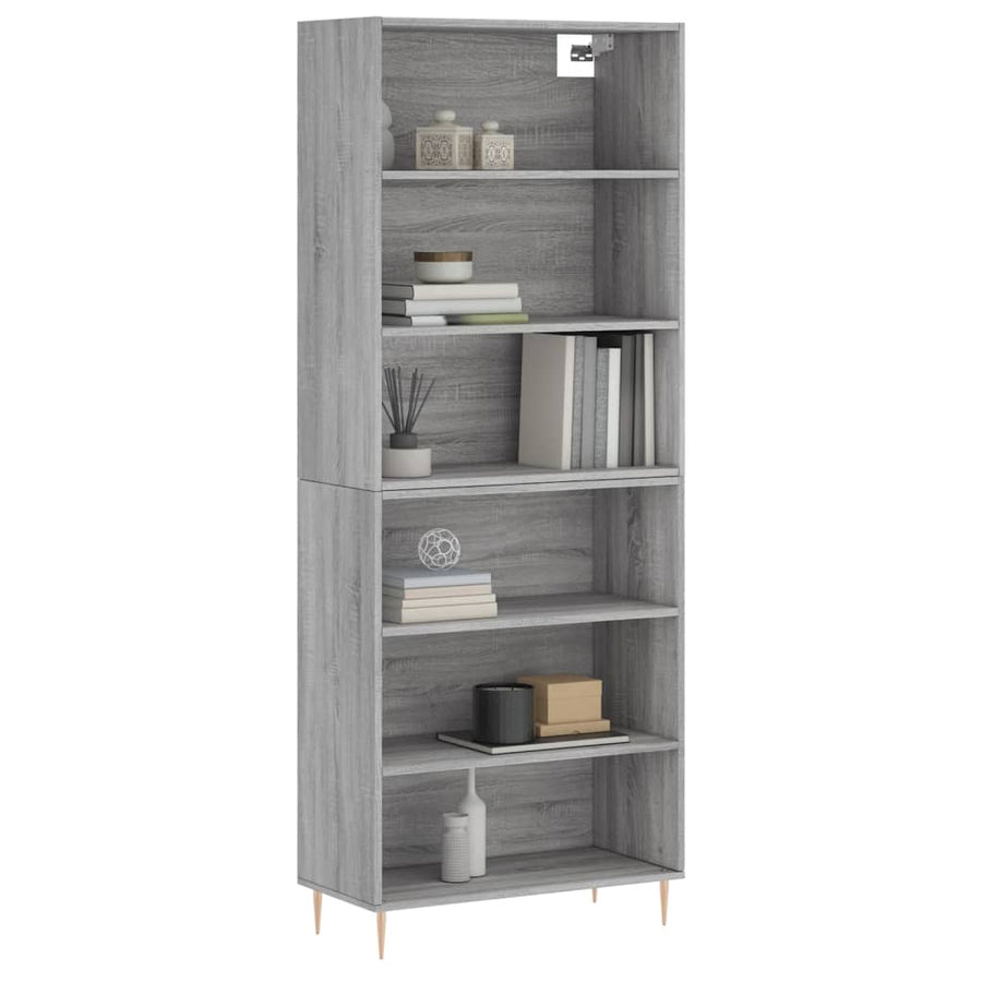 Hoge Kast 69,5X32,5X180 Cm Bewerkt Hout Betongrijs