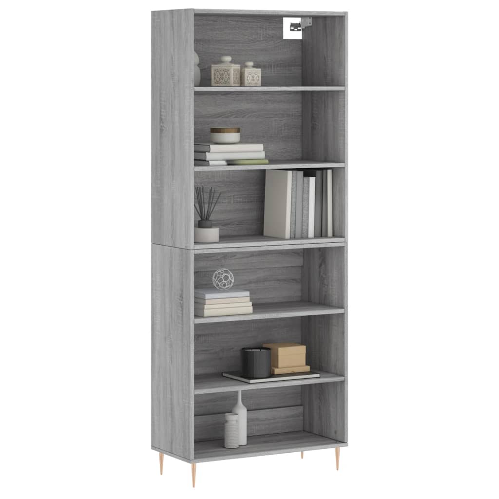 Hoge Kast 69,5X32,5X180 Cm Bewerkt Hout Grijs Sonoma Eikenkleur