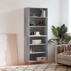 Hoge kast 69,5x32,5x180 cm bewerkt hout grijs