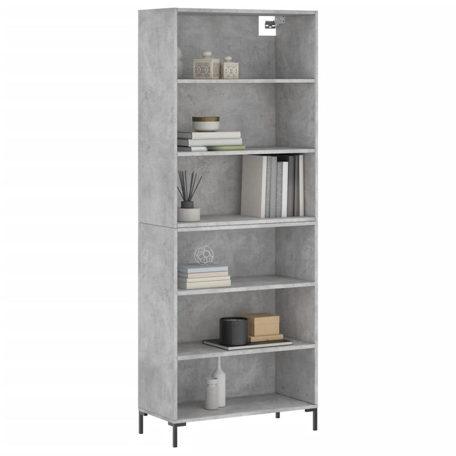 Hoge Kast 69,5X32,5X180 Cm Bewerkt Hout Betongrijs
