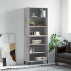 Hoge kast 69,5x32,5x180 cm bewerkt hout grijs